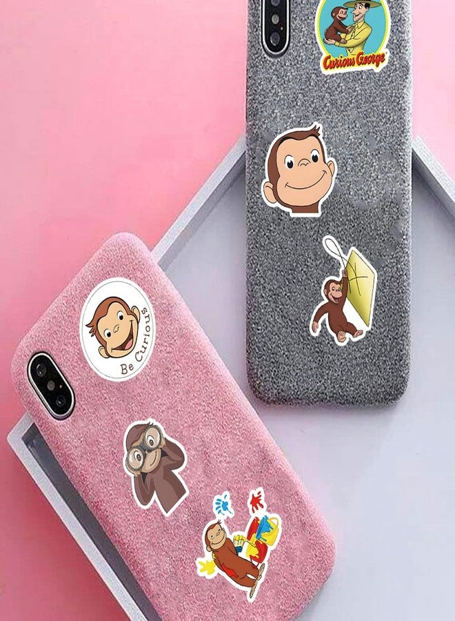 BLCAFEE 55 Pcs Curious George Monkey Storybook Cartoon Vinyl Waterproof Stickers for Water Bottle Laptop Motorcycle Skateboard Phone for Birthday Party Choice Decorative Supplies Favors - Image 4