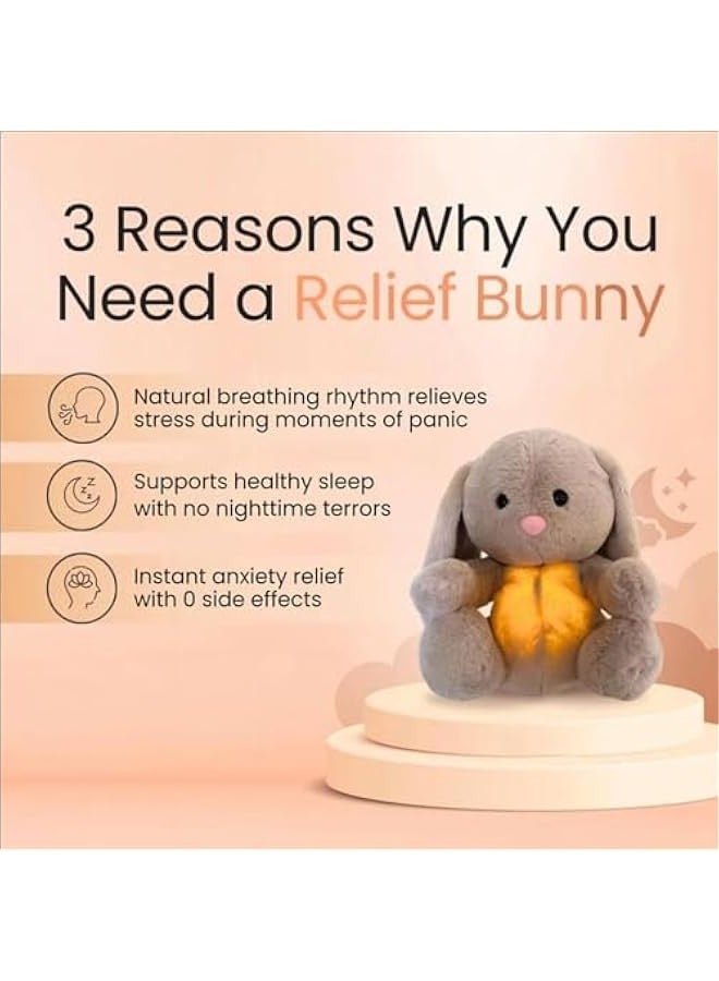 Relief Koala, Relief Koala Breathing Stuffed Animal Baby Sound Machine Soother Koala Bear Anxiety Relief Koala Breathing with Sensory Music Lights Rhythmic Breathing Motion (Rabbit) - Image 2