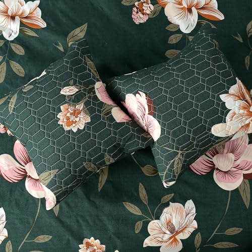 jayvaam Super Premium Designer 6-Piece Comforter Set - Double Bed Size (90”x100”) - Heavy Cotton Blend with Reversible Comforter, Bedsheet, Pillow Covers & Cushion Covers (Green, 6 Pc Comforter Set) - Image 3