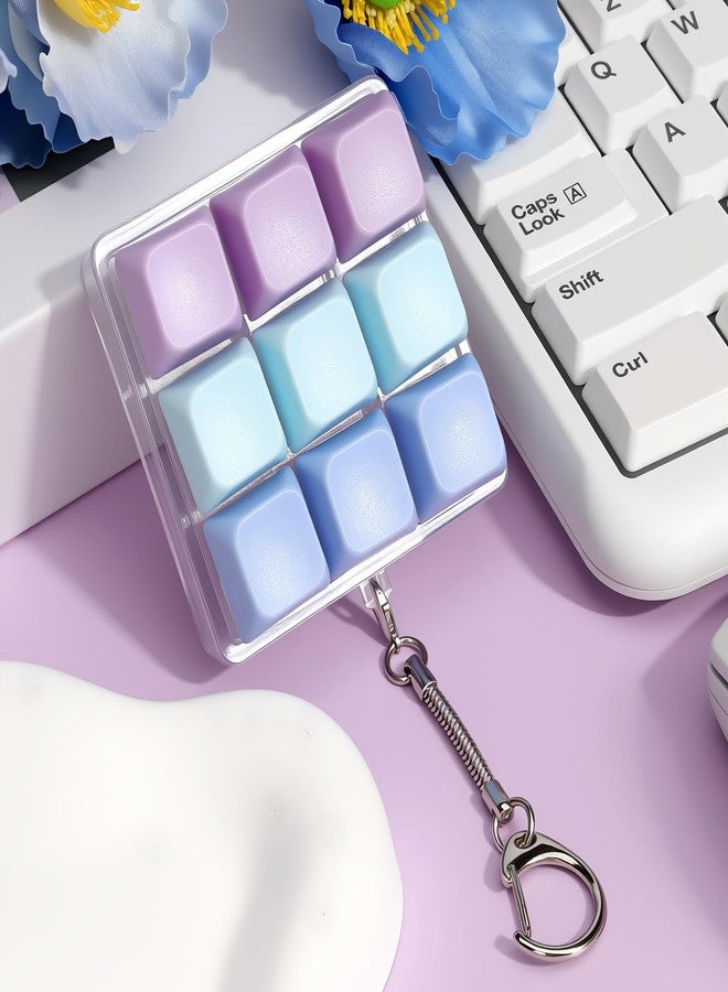DEARIDAP Keyboard Fidget Toy, 9-in- 1 Keyboard Keychain Push Bubble Sensory Fidget Toys, Anxiety and Stress Relief Gifts for Children Adults Friends (Purple and Blue) - Image 3