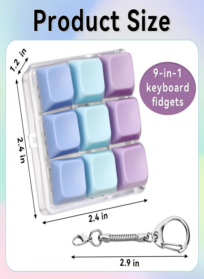 DEARIDAP Keyboard Fidget Toy, 9-in- 1 Keyboard Keychain Push Bubble Sensory Fidget Toys, Anxiety and Stress Relief Gifts for Children Adults Friends (Purple and Blue) - Image 2
