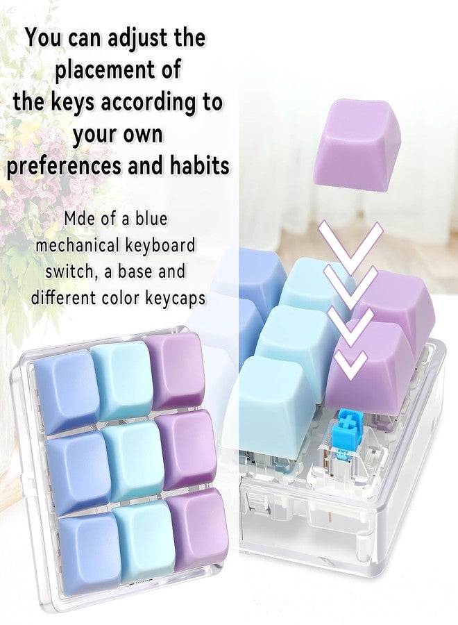 DEARIDAP Keyboard Fidget Toy, 9-in- 1 Keyboard Keychain Push Bubble Sensory Fidget Toys, Anxiety and Stress Relief Gifts for Children Adults Friends (Purple and Blue) - Image 4