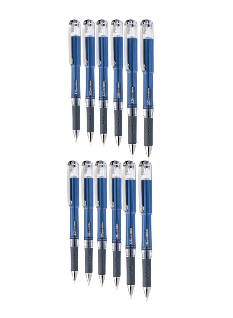 Pentel قلم حبر جل Hybrid Grip DX أسود، عبوة من 12 قطعة - Image 2