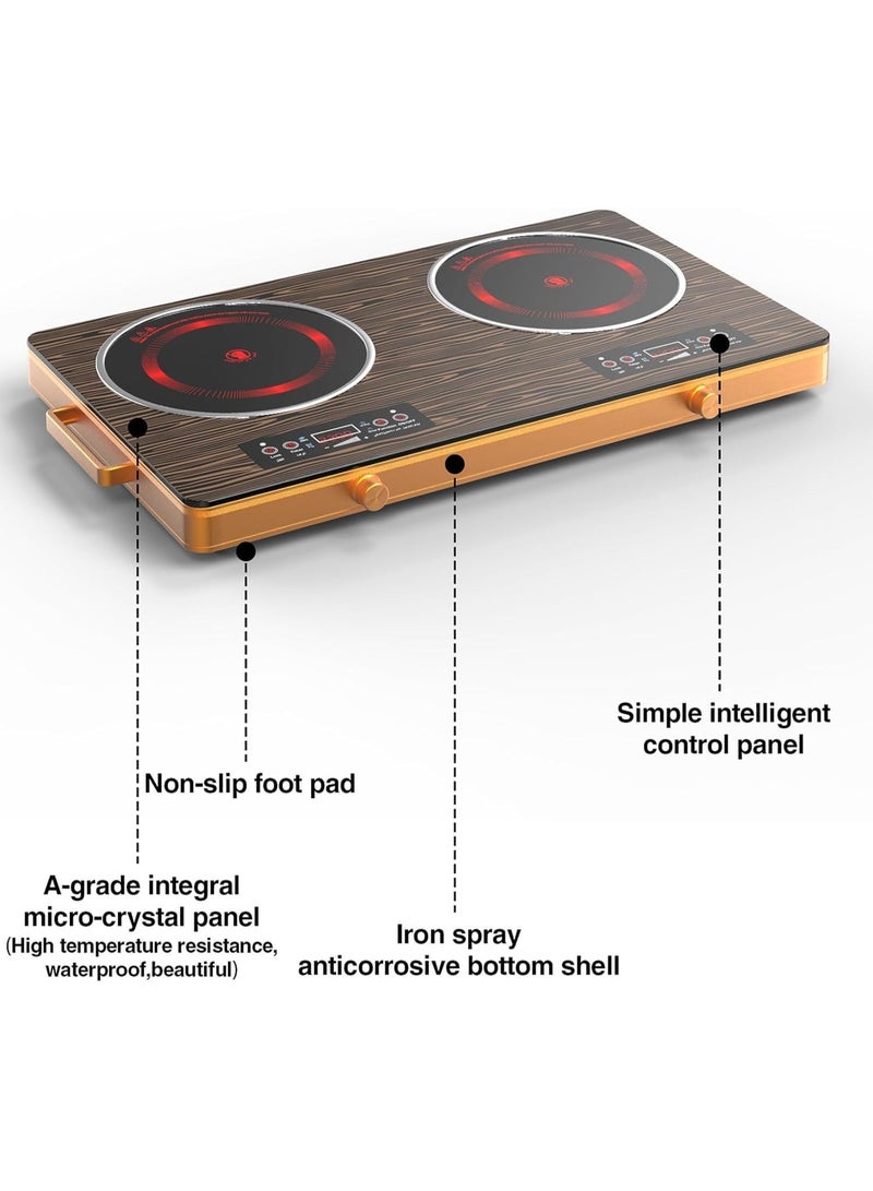 Olympia Double Burner Infrared Cooker - 4 Digit LED Display, Multi-Stage Power Settings, Knob & Touch Control, Portable & Compact with Automatic Safety Switch  - Image 3