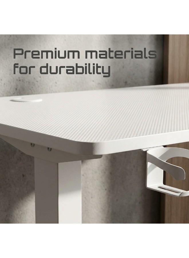 Meishida Standing Desk, Adjustable Height Electric Sit Stand Up Down Computer Table, 120 * 60cm Ergonomic Rising Modern Lift Motorized Gaming Desktop Workstation for Work Home Office With Mouse Pad (White) - Image 4
