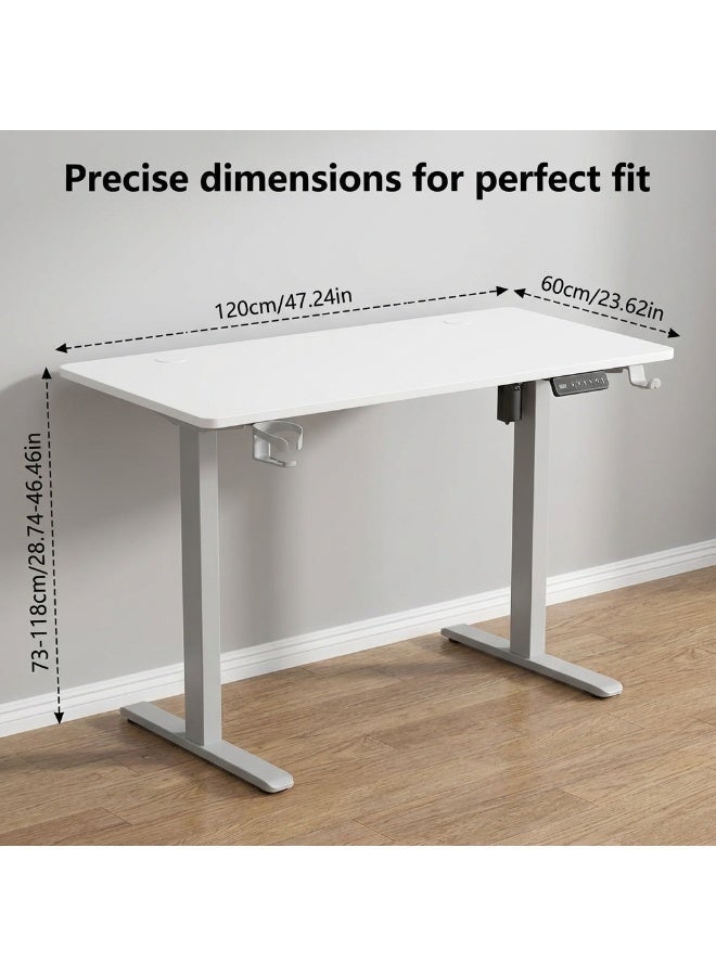 Meishida Standing Desk, Adjustable Height Electric Sit Stand Up Down Computer Table, 120 * 60cm Ergonomic Rising Modern Lift Motorized Gaming Desktop Workstation for Work Home Office With Mouse Pad (White) - Image 5