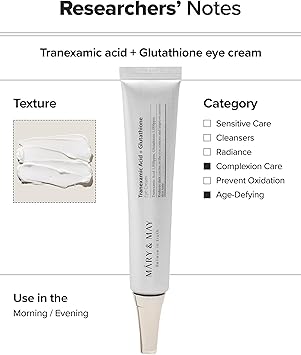 MARY & MAY MaryMay Tranexamic Acid Glutathione Eye Cream Powerful Antioxidant Reduces Dark Circles in the Eye Improve Uneven Skin Tone with Vitamin C Suitable for Morning and Night Use 101 oz - Image 4