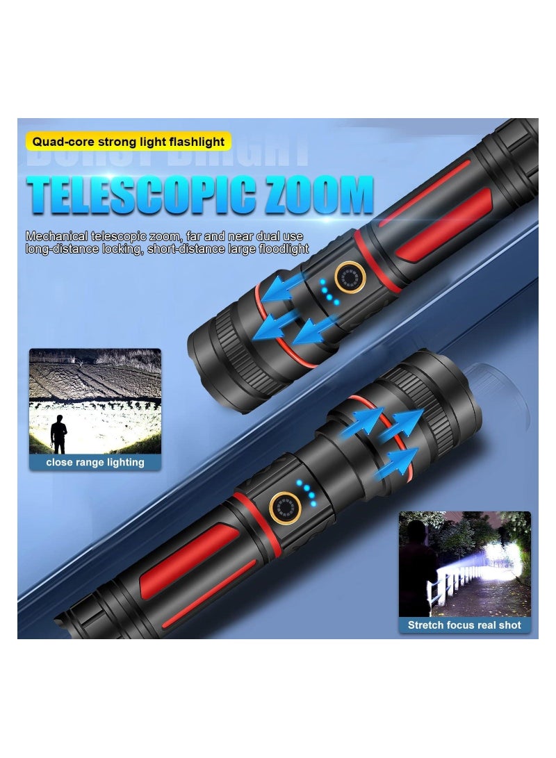 مصابيح يدوية LED قابلة لإعادة الشحن عالية السطوع 120000 لومن مصباح يدوي فائق السطوع 5 أوضاع قابلة للتكبير والتصغير ومقاوم للماء IP68 مصابيح يدوية تكتيكية لحالات الطوارئ والتخييم كهدية - Image 5