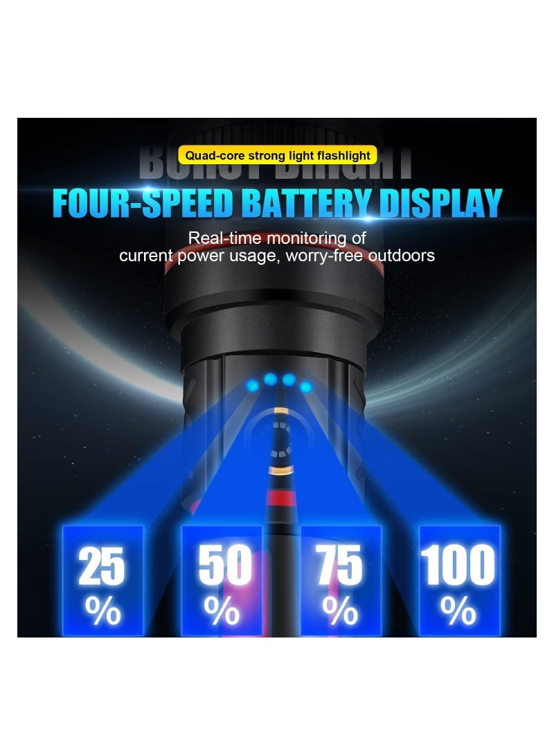 مصابيح يدوية LED قابلة لإعادة الشحن عالية السطوع 120000 لومن مصباح يدوي فائق السطوع 5 أوضاع قابلة للتكبير والتصغير ومقاوم للماء IP68 مصابيح يدوية تكتيكية لحالات الطوارئ والتخييم كهدية - Image 4