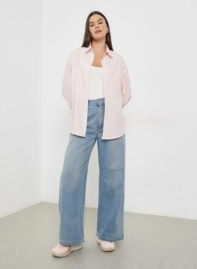 Styli Striped Oversized Long Sleeve Shirt