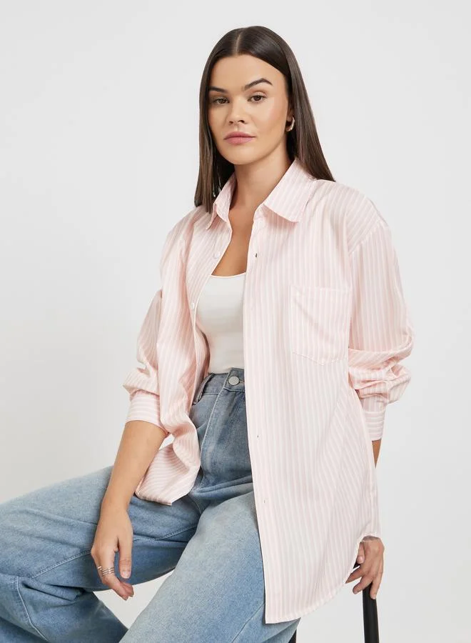 Styli Striped Oversized Long Sleeve Shirt