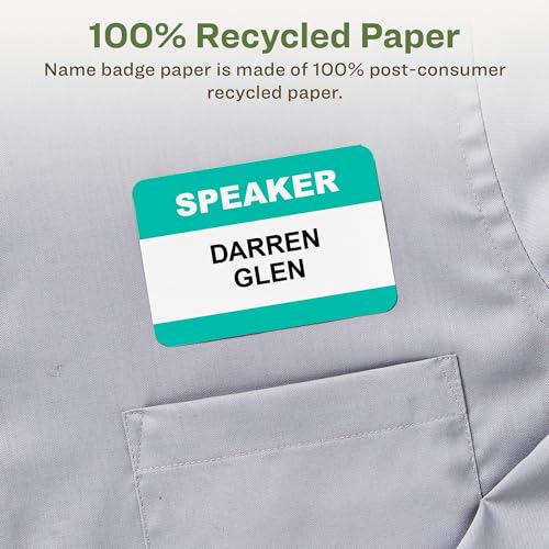 Avery EcoFriendly Recycled Name Tags, 2-1/3" x 3-3/8", White, Removable Adhesive, 80 Printable Name Badges (48395) - Image 3