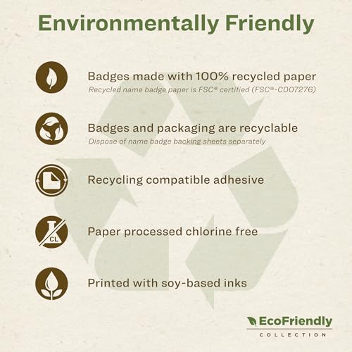 Avery EcoFriendly Recycled Name Tags, 2-1/3" x 3-3/8", White, Removable Adhesive, 80 Printable Name Badges (48395) - Image 5