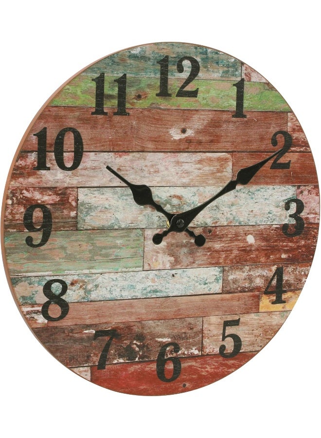 Stonebriar Rustic 12 Inch Round Wooden Wall Clock Battery Operated Vintage Farmhouse Wall Decor for the Kitchen Living Room Bedroom or Office - Image 5