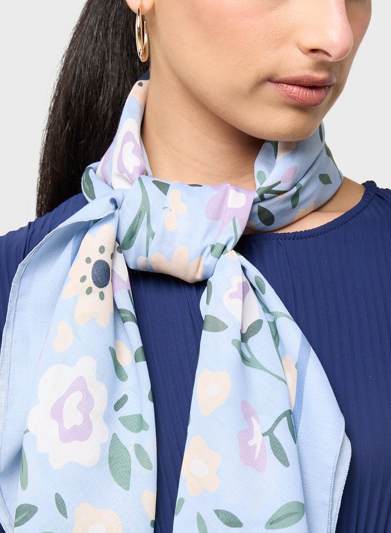 ايلا وشاح حريري بطبعة زهور - Image 4