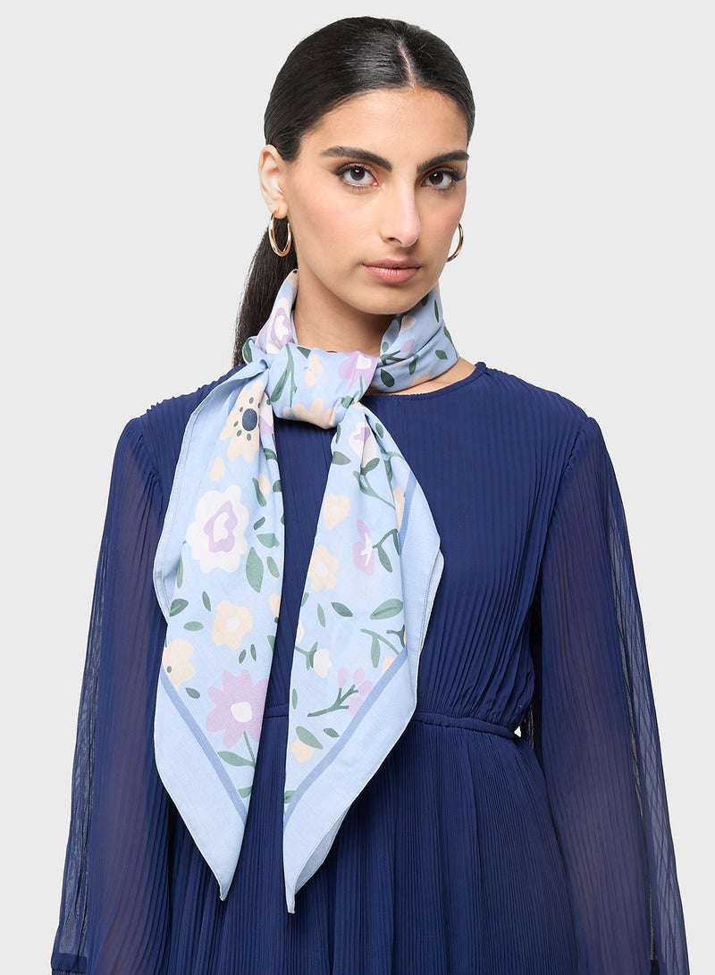 ايلا وشاح حريري بطبعة زهور - Image 3