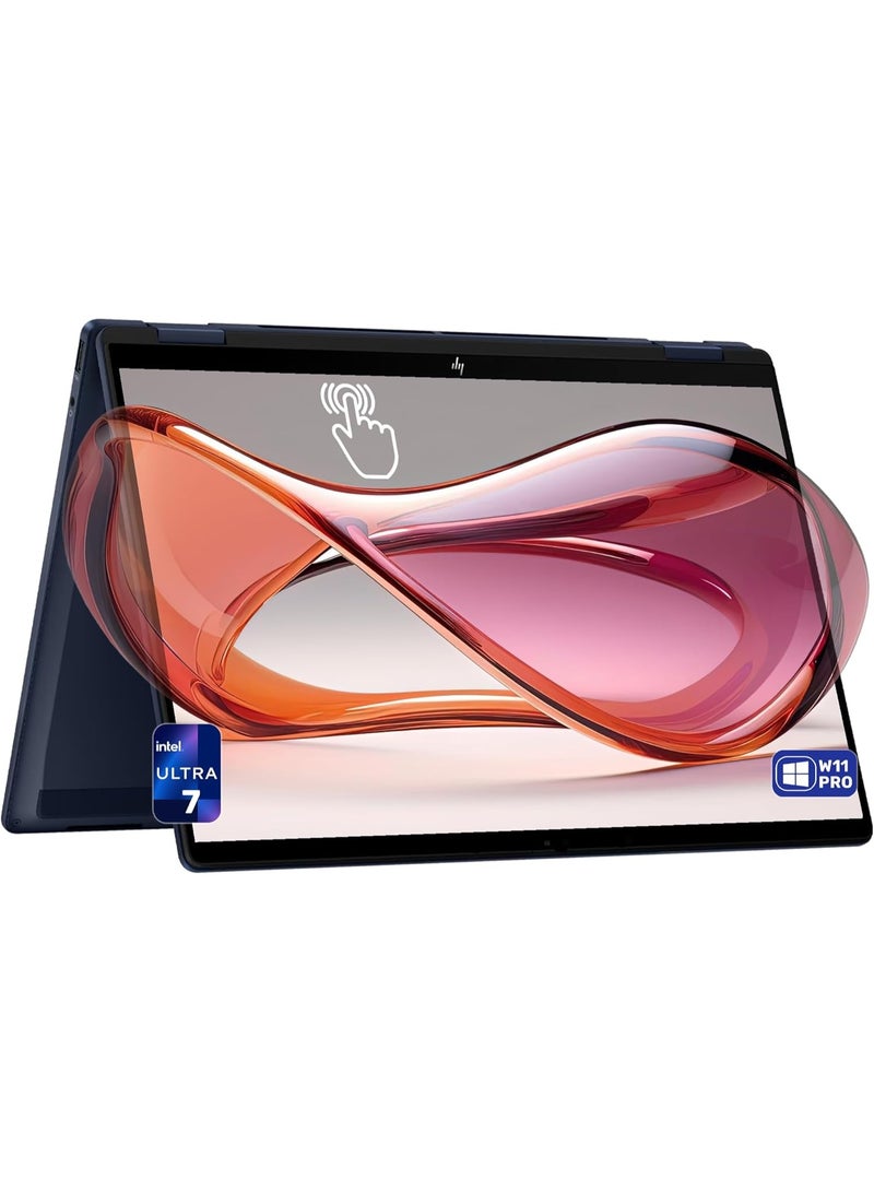 HP (نسخة مطورة) لابتوب أومني بوك إكس فليب 2 في 1 كوبايلوت+، إنتل ألترا 7-256V، 16 جيجابايت LPDDR5x RAM، 2 تيرابايت PCIe SSD، شاشة تعمل باللمس 14 بوصة 2K (1920x1200)، إنتل آرك 140V، لوحة مفاتيح مضاءة، ويندوز 11 برو أزرق جوي - Image 1