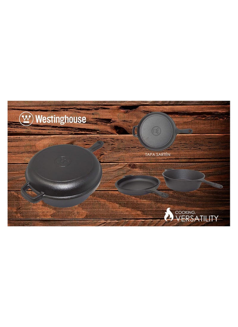 Westinghouse Westinghouse 3-Quart Pre-Seasoned Cast Iron Dutch Oven with 10.25-Inch Skillet Lid – Versatile 2-in-1 Cookware for Indoor & Outdoor Use  - Image 5