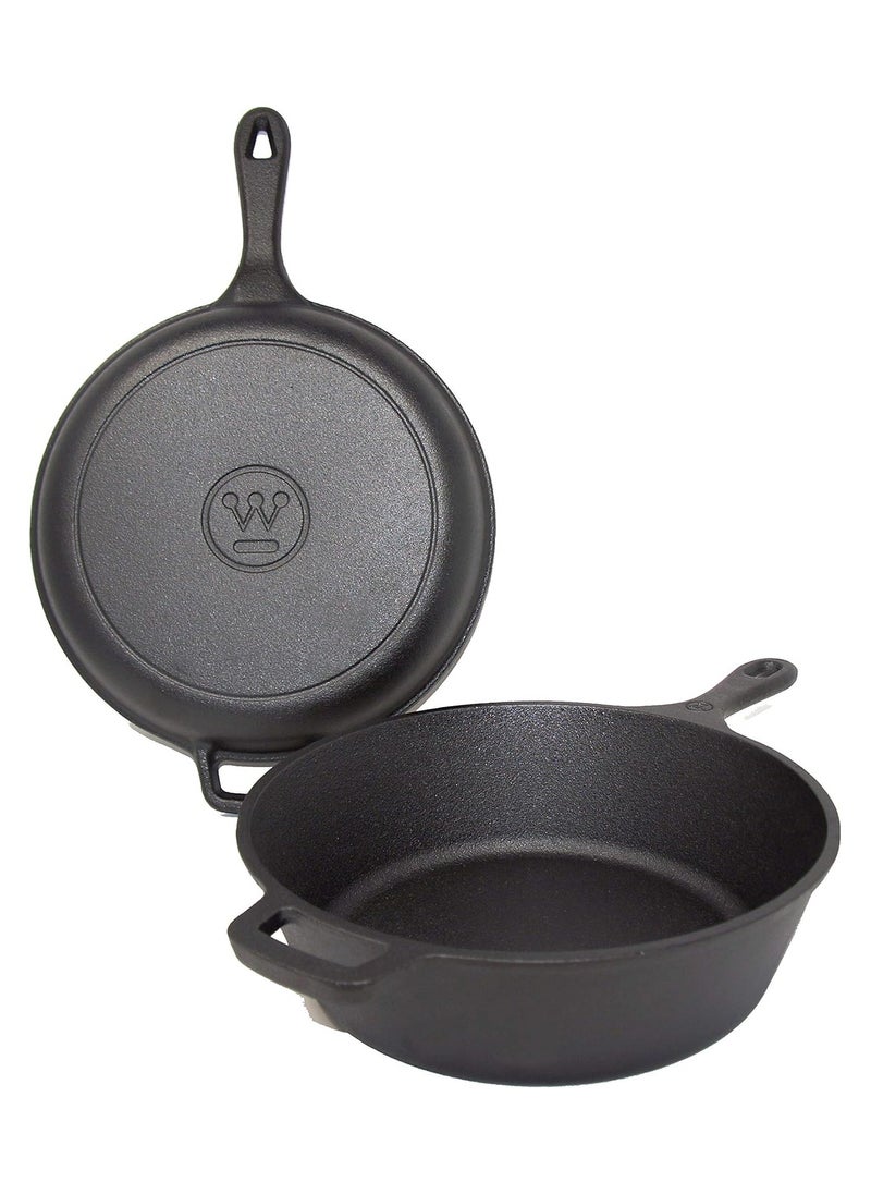 Westinghouse Westinghouse 3-Quart Pre-Seasoned Cast Iron Dutch Oven with 10.25-Inch Skillet Lid – Versatile 2-in-1 Cookware for Indoor & Outdoor Use  - Image 2