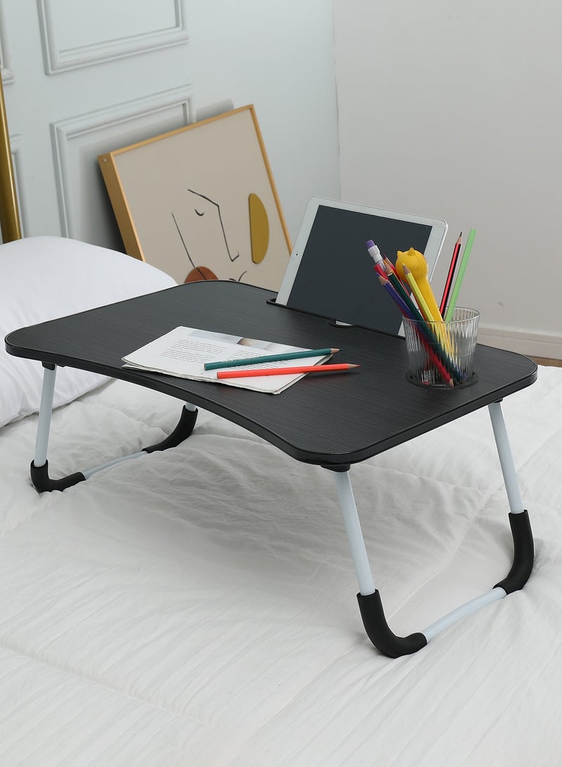 لوازم مكتب كمبيوتر محمول قابل للطي - طاولة محمولة للاستخدام على السرير مزودة بحامل كوب وتصميم مريح وقابل للتعديل، مناسبة للعمل، الكتابة، الدراسة، والرسم. - Image 1