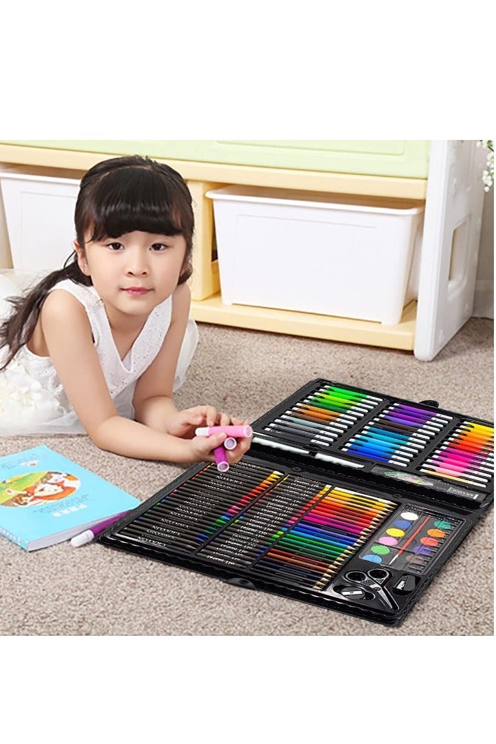 نقطة التسوق مجموعة أدوات فنية مكونة من 150 قطعة تتضمن أقلام الباستيل الزيتية وأقلام التلوين وأقلام الرصاص الملونة وملحقات أخرى، مجموعة رسم محمولة متعددة الوظائف، أدوات طلاء آمنة وعالية الجودة، مثالية للرسم والتخطيط والتلوين للأطفال - Image 2