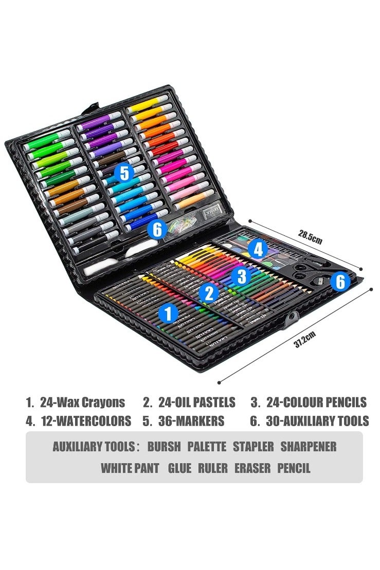 نقطة التسوق مجموعة أدوات فنية مكونة من 150 قطعة تتضمن أقلام الباستيل الزيتية وأقلام التلوين وأقلام الرصاص الملونة وملحقات أخرى، مجموعة رسم محمولة متعددة الوظائف، أدوات طلاء آمنة وعالية الجودة، مثالية للرسم والتخطيط والتلوين للأطفال - Image 3