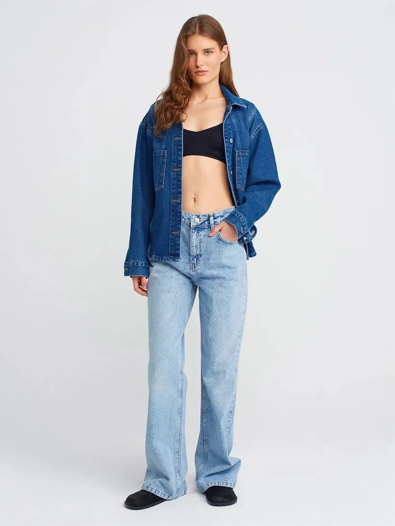 ديلفين DILVIN High-Waist Wide-Leg Denim Jeans