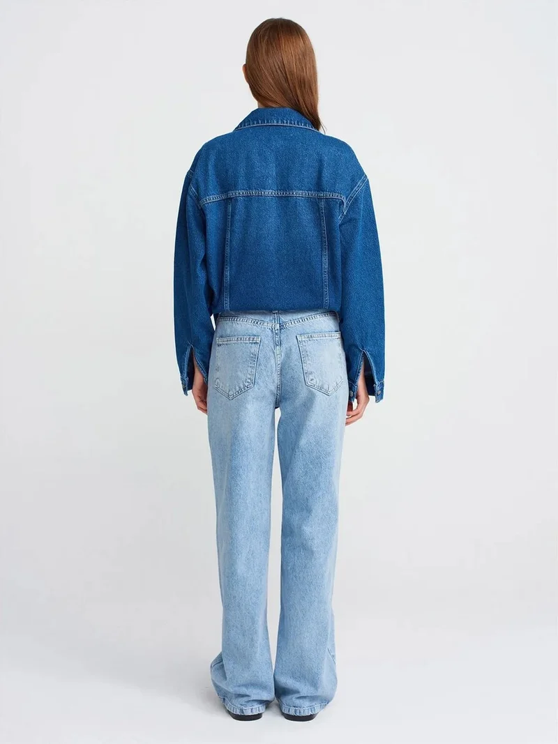 ديلفين DILVIN High-Waist Wide-Leg Denim Jeans