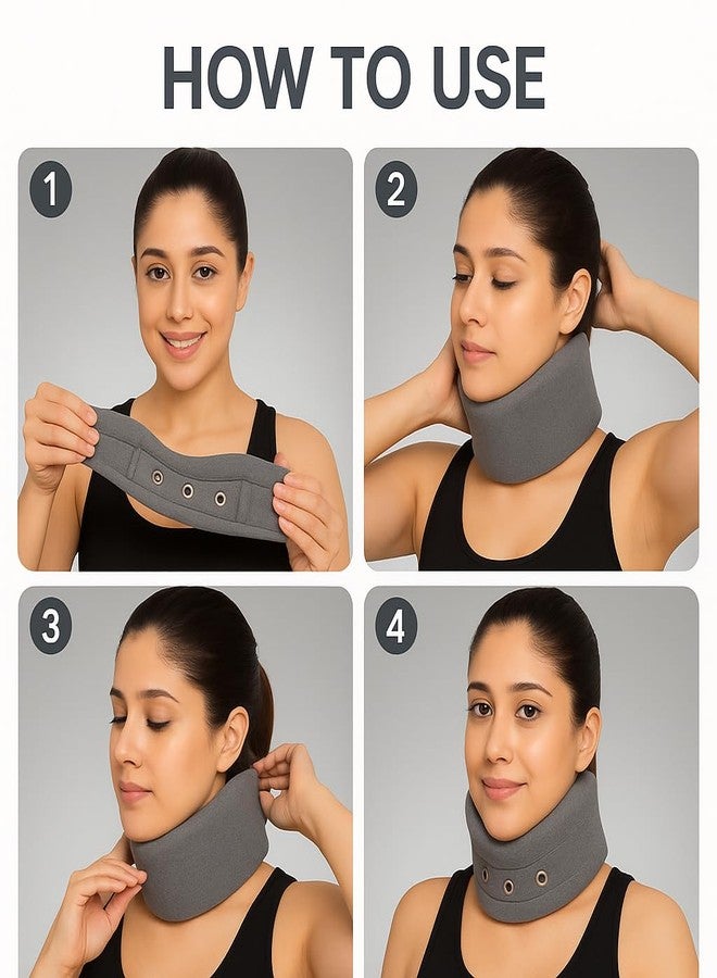 Dr Helix Cervical Collar Orthopedic Neck Support - (Grey - S) Soft Foam Neck Brace - Image 5