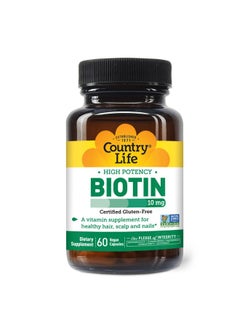 Country Life Biotin High Potency 10Mg 60 Count Certified Gluten Free Certified Vegan Verified Non Gmo  - Image 1