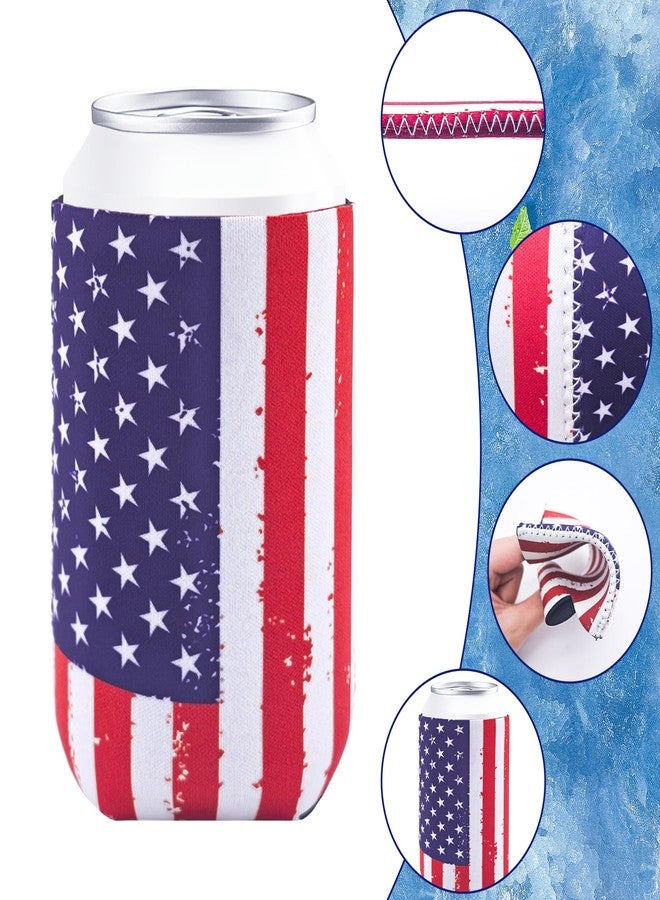 Satomoto Can Cooler Sleeve 12pcs USA Flag Can Coolers Bulk Neoprene for Can and Bottle 120z - Image 2
