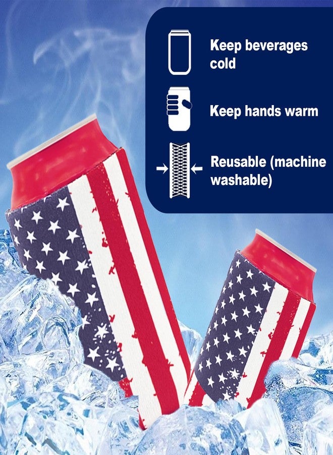 Satomoto Can Cooler Sleeve 12pcs USA Flag Can Coolers Bulk Neoprene for Can and Bottle 120z - Image 3
