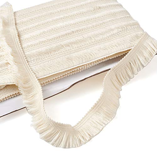 Craftdady 27 Yards 25mm Polyester Fringe Trim 1 Inch Fabric Lace Trim Tassel Beige for Sewing Craft Dress Clothing Decoration - Image 2
