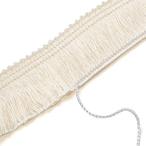 Craftdady 27 Yards 25mm Polyester Fringe Trim 1 Inch Fabric Lace Trim Tassel Beige for Sewing Craft Dress Clothing Decoration - Image 4