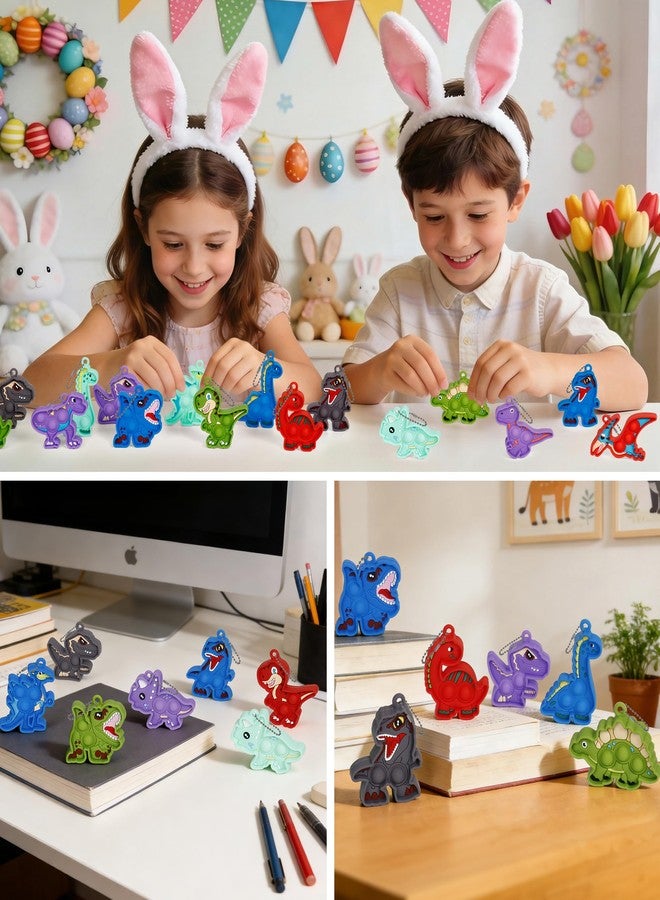 ONEVIVE 24 Pack Prefilled Easter Eggs with Dinosaur Pop Keychain Toys for Egg Hunt Easter Party Favors for Kids Boys Girls Easter Basket Stuffers - Image 4