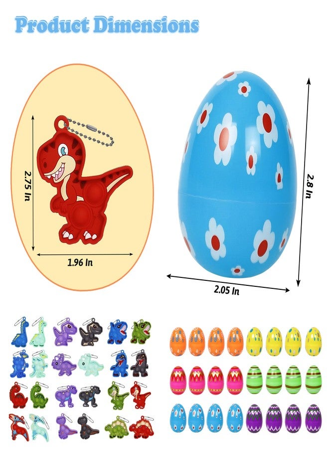 ONEVIVE 24 Pack Prefilled Easter Eggs with Dinosaur Pop Keychain Toys for Egg Hunt Easter Party Favors for Kids Boys Girls Easter Basket Stuffers - Image 2