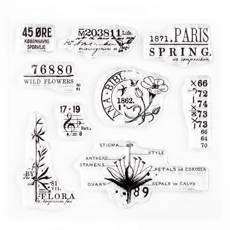 Spring Vintage Small Clear Stamps 4x4 inch by Wintertime Crafts for Scrapbooking and Art Journals