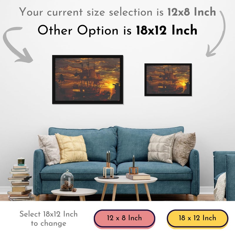 Mad Masters Ship In Ocean Scenery Painting Aesthetic Hanging Photo Frame Decorative Item Home Decoration and Wall Decor for Living Room and Bedroom MM 2867 8x12 Inch Paper Without Plexi Glass - Image 4