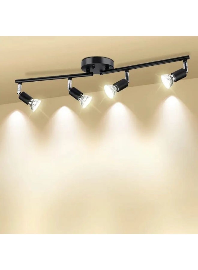 Modern minimalist wrought iron spotlight decorative lighting Showroom surface-mounted feature wall illumination Adjustable four-head spotlight - Image 2