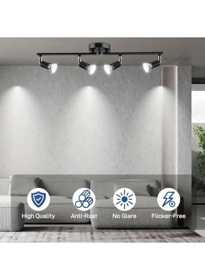 Modern minimalist wrought iron spotlight decorative lighting Showroom surface-mounted feature wall illumination Adjustable four-head spotlight - Image 4