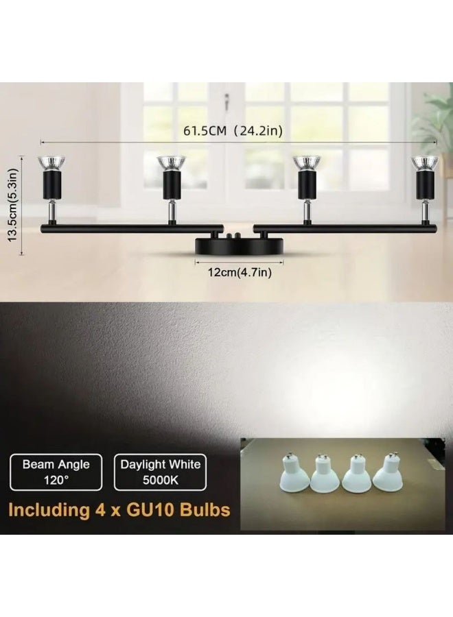 Modern minimalist wrought iron spotlight decorative lighting Showroom surface-mounted feature wall illumination Adjustable four-head spotlight - Image 3