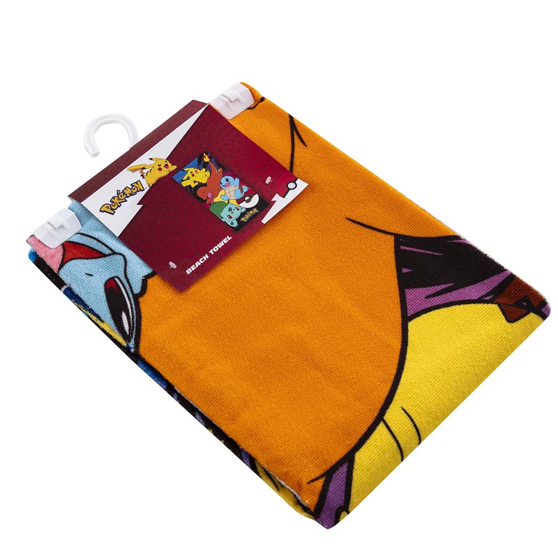 Northwest Pokemon Beach Towel, Pikachu Charmander Squirtle Bulbasaur, Soft and Absorbent 30" x 60", Sunset Pokemon - Image 3