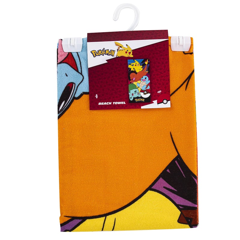 Northwest Pokemon Beach Towel, Pikachu Charmander Squirtle Bulbasaur, Soft and Absorbent 30" x 60", Sunset Pokemon - Image 2