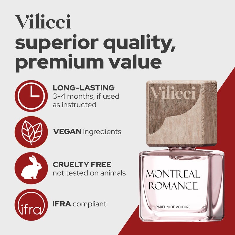 Vilicci Car Air Freshener - Montreal Romance Scent - Inviting Car Fresheners, Air Freshener for Car, Durable Car Hanging Air Freshener, Long-Lasting Fragrance for Auto and Home, 1 Bottle - Image 3