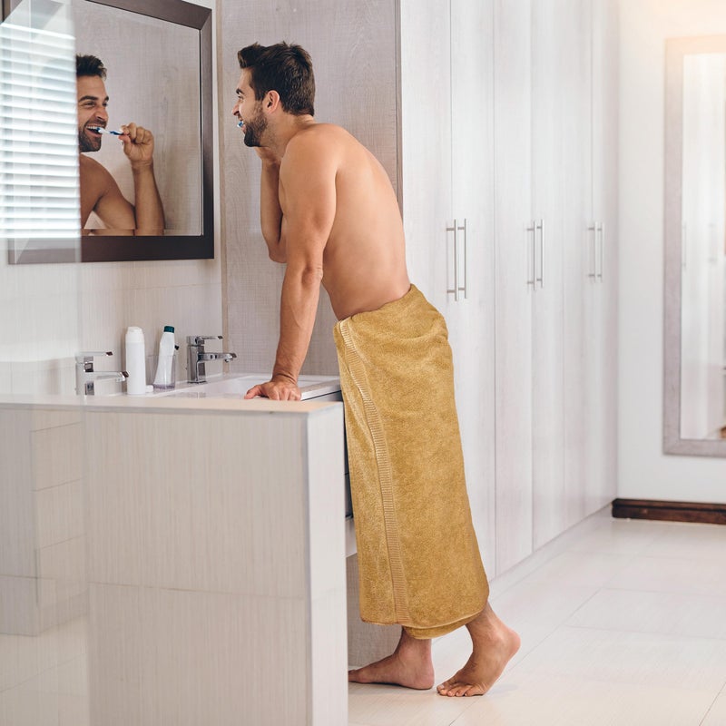 Utopia Towels Utopia Towels - Luxurious Jumbo Bath Sheet 2 Piece - 600 GSM (35X70 Inches) 100% Ring Spun Cotton - Highly Absorbent and Quick Dry Extra Large Bath Towel - Super Soft Hotel Quality Towel (Beige)  - Image 3
