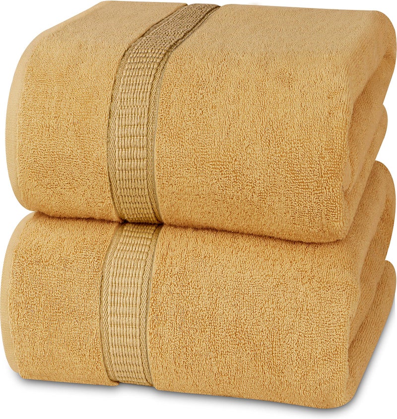 Utopia Towels Utopia Towels - Luxurious Jumbo Bath Sheet 2 Piece - 600 GSM (35X70 Inches) 100% Ring Spun Cotton - Highly Absorbent and Quick Dry Extra Large Bath Towel - Super Soft Hotel Quality Towel (Beige)  - Image 1