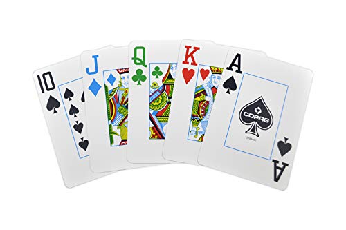 Copag 4-Color Legacy Design 100% Plastic Playing Cards, Bridge Size (Narrow) Jumbo Index Red/Blue Double Deck Set… - Image 5
