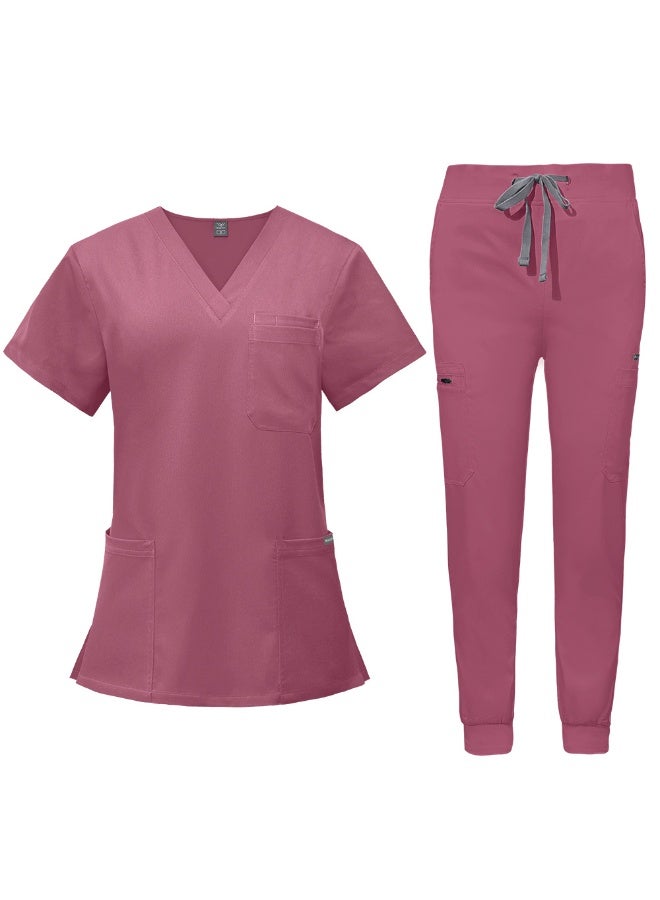 NIBEMINENT Beauty Spa Salon Clothes Doctor Nursing Uniforms Medical Scrubs Set V-neck Tops Pants Clinical Nurse Surgery Uniform - Image 1
