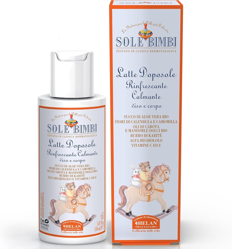 Helan Sole BimbiSoothing After Sun for Children and Babies with Vitamin E and Sweet Almond OilMoisturising After Sun Body Cream with Shea Butter and Aloe VeraCalming After Sun with Camomile 150 ml