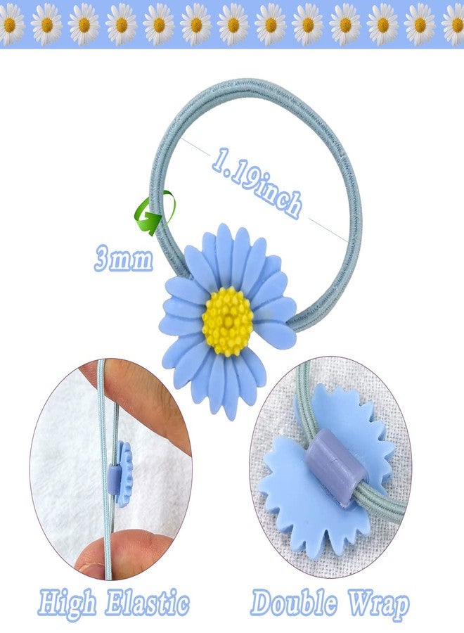 توتلوكس ربطات شعر مطاطية صغيرة على شكل زهرة الأقحوان، ربطات شعر مطاطية ناعمة، حامل ذيل حصان، حبال شعر ملونة مزينة بالزهور، إكسسوارات شعر لا تسبب تلف الشعر للأطفال الصغار والفتيات والنساء، 10 قطع - Image 3